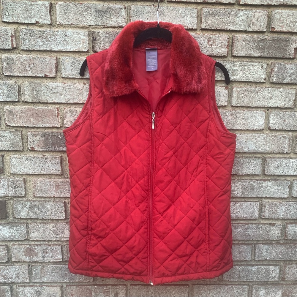 Red Faux Fur Vest - New